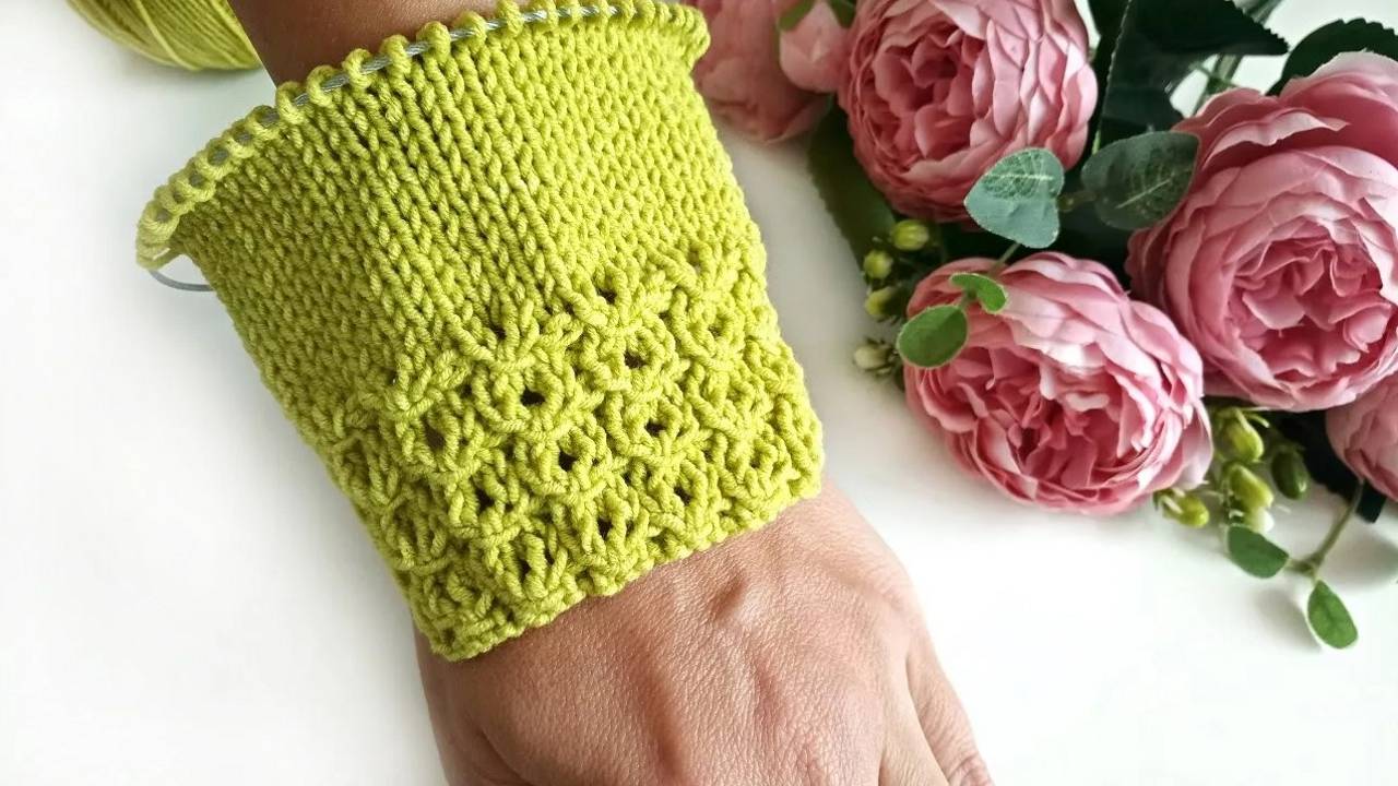 Красивая резинка "Цепочки". Ажурный узор спицами. Мастер-класс смотреть онлайн