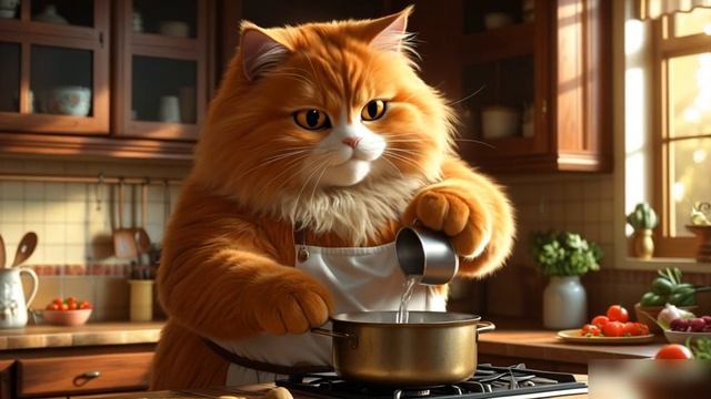 Кот готовит еду 🍗 смотреть онлайн