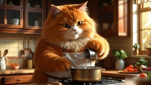 Кот готовит еду 🍗