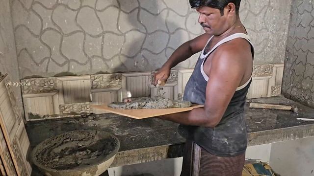 Perfect! Techniques of Kitchen Countertop&Wall Tile Accurate Install with Cement|Wall Tile Fitting смотреть онлайн