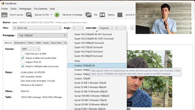 CONVERTIR DES VIDÉOS H.265 EN H.264. Tutoriel sur HandBrake. смотреть онлайн