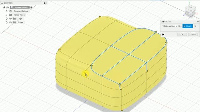 CREASE (form) in Auto desk fusion FUSION 360 смотреть онлайн