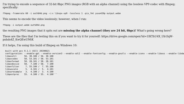 Lossless VP9 Webm Encoding of PNG Sequence with Alpha in FFmpeg смотреть онлайн