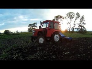 Минитрактор с фрезой для МТЗ-80. Посев ячменя РУМом и заделка почвофрезой 210. Запаровал сорняк