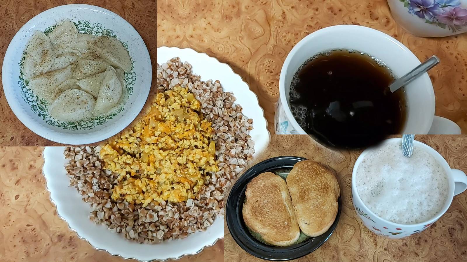 Мой пост, день 45~й. Греча с зажаркой и соевым фаршем. Вареники с картошкой. Чай~кофе))) смотреть онлайн