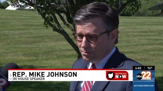House Speaker Johnson Congressman Turner talk national security during Wright-Patt visit смотреть онлайн