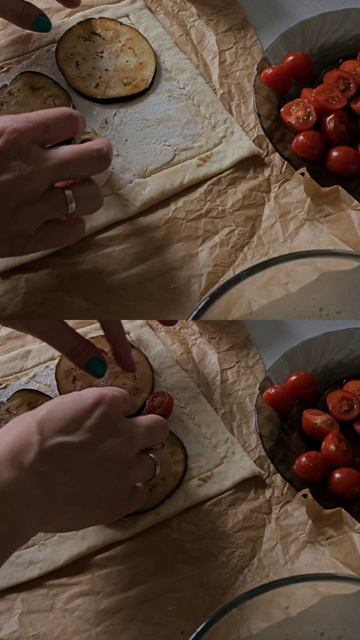 Слоёный пирог с сыром и баклажаном