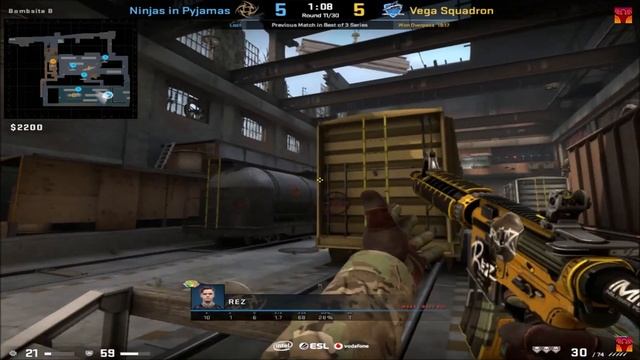POV - REZ (NiP)(25-9) vs Vega Squadron / train / IEM Katowice 2019 Main Qualifier смотреть онлайн