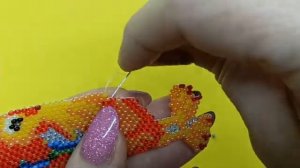 🐓 ПЕТУШОК. Кирпичное плетение. Часть 3_3