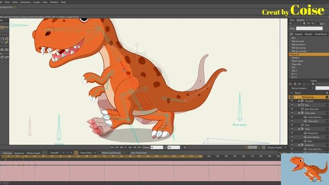 How to keyframe Walking of Dinosar - Coise - Anime Studio - Moho tutorial смотреть онлайн