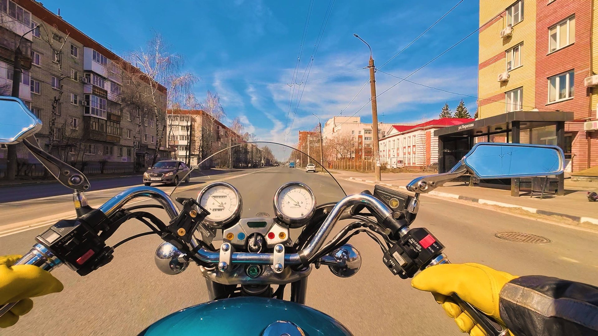 YAMAHA VIRAGO 1100. 1995 г.в. Поездка от первого лица. смотреть онлайн