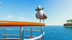 Чайки, дельфин - Детский футаж