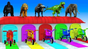 Длинная игра-слайд с Коровой, Слоном, Гориллой, Бегемотом, Тигром - 3d Игра с животными