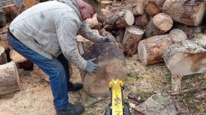 Колем дрова 60см в диаметре. Дровокол Huter HLS-5500. Электрогидравлический. Усилие 5,5т.