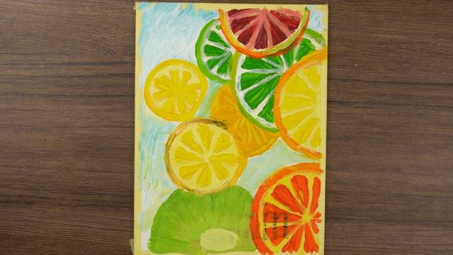 How To Paint Citrus Slices Abstract Acrylic Painting Tutorial. Realistic Art Citrus Fruit Drawing