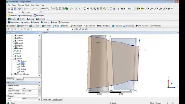 Параметризация лопатки в ANSYS DesignModeler смотреть онлайн