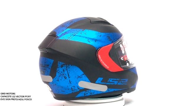 Capacete LS2 Vector FF397 Evo Sign Preto/Azul Fosco (Tri composto) em 360º HD | Grid Motors смотреть онлайн