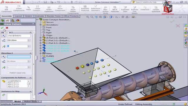 Screw conveyor animation in SolidWorks | SolidWorks Share смотреть онлайн