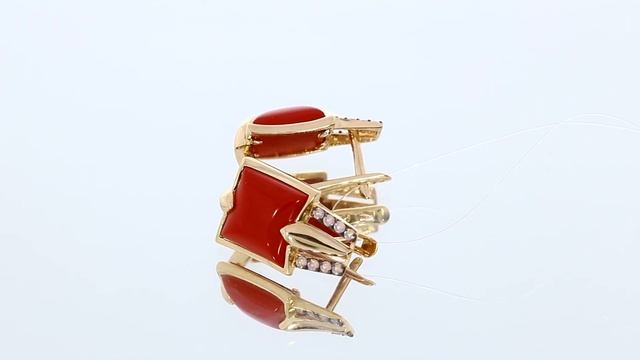 Золотые серьги Александра с фианитом и кораллом кл3234а-14ск-си смотреть онлайн