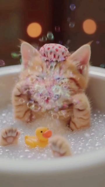 нейросеть, котик купается. С Чистым Четвергом.mp4