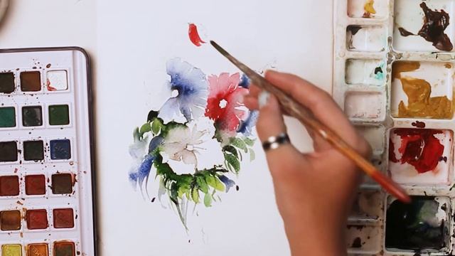 Flowers painting with Watercolor смотреть онлайн