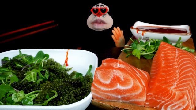 ASMR MUKBANG Seagrape & Salmon REALSOUND EATING SHOW (4K)