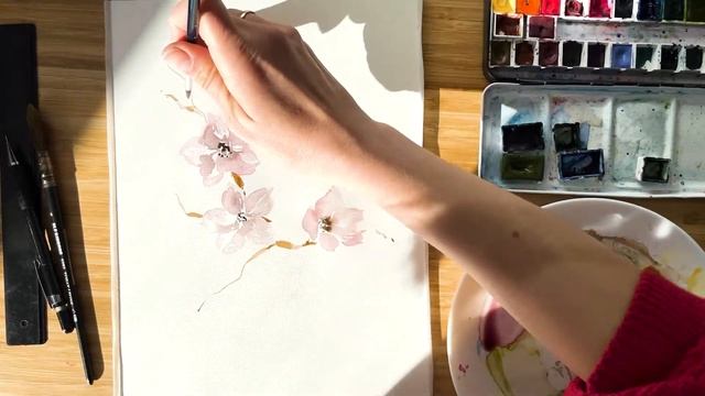 Easy Watercolor Cherry Blossom (Relaxing painting guaranteed) смотреть онлайн