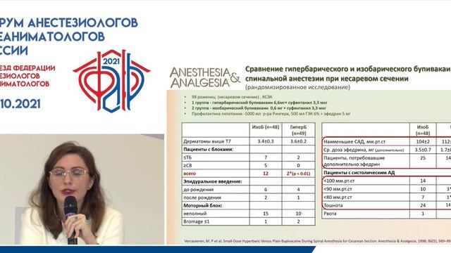 Спинальный блок в акушерстве и гинекологии Упрямова ЕЮ  ФАРР 2021