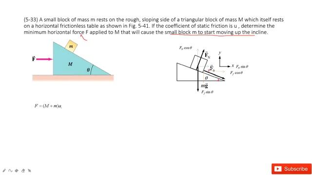 (5-33) A small block of mass m rests on the rough, sloping side of a triangular block of mass M смотреть онлайн