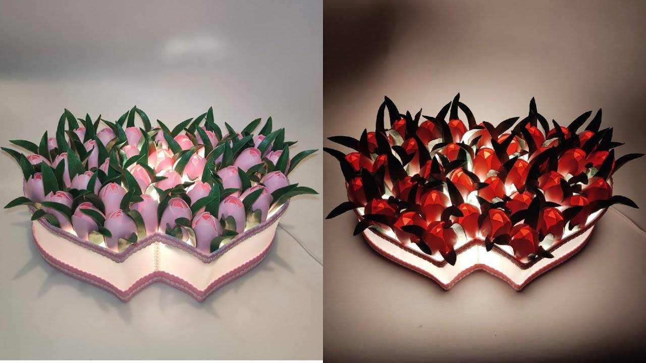 Светильник из изолона.Тюльпаны из изолона.Сердце из изолона.Светильник сердце. смотреть онлайн