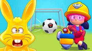 Битва Джеки на поле в броуболе с желейным зайцем Харитоном  Brawl Stars