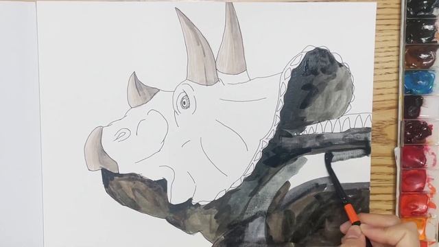 Dinosaur Triceratops Drawing and Coloring │Drawing the strongest herbivorous dinosaur Triceratops!! смотреть онлайн