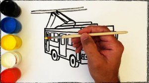 Bolalar uchun trolleybus rasm chizish/Drawing Trolleybus for children/Рисование троллейбус для дете