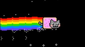 Летающий Радужный котик поющий свою песенку анимация