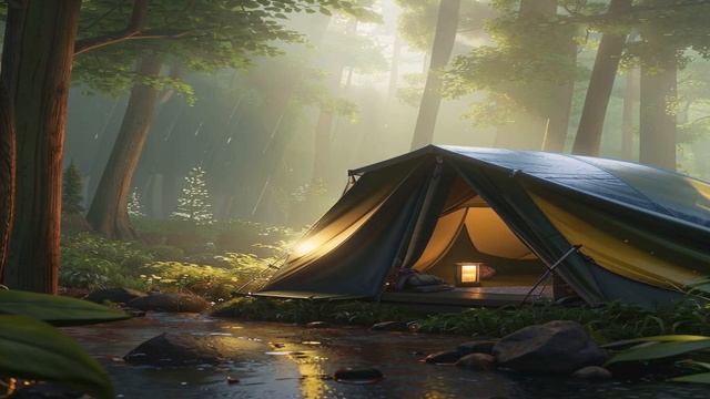 Дождь бьет по палатке со звуками грома для расслабления смотреть онлайн