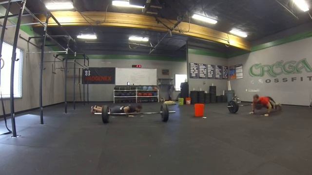 7 Quick Hang Power Cleans @ 155#, 7 Burpees AFAP, 50m Sprint - Round 2 смотреть онлайн