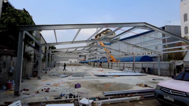 ขั้นตอนการสร้างโกดัง 15x50m ระบบโครงสร้างสำเร็จรูปไม่มีงานเชื่อม смотреть онлайн