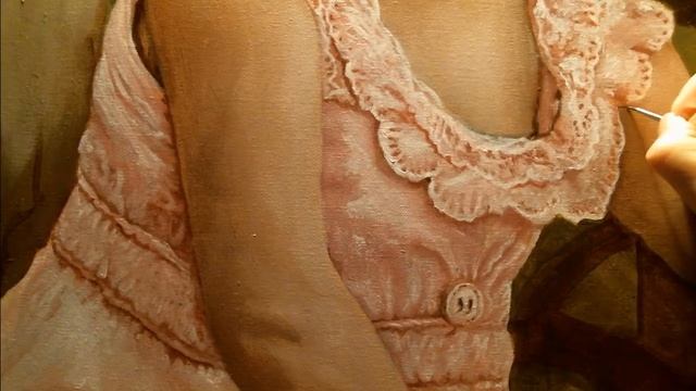Oil Painting - Pink Dress Touch-up смотреть онлайн