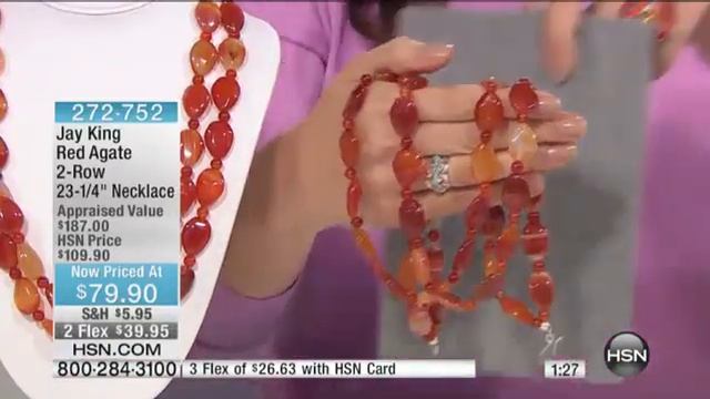 Jay King Red Agate 2Row Sterling Silver 231/4" Necklace смотреть онлайн