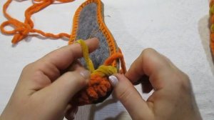 тапочки на войлочной стельке вязаные крючком из плюшевой пряжи мотив зефирка