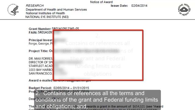 Accessing the Notice of Award (SO & PD/PI) смотреть онлайн