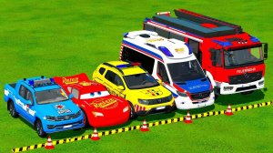 АВТОМОБИЛИ, ПОЛИЦЕЙСКИЕ АВТОМОБИЛИ VOLKSWAGEN, СКОРАЯ ПОМОЩЬ ДЛЯ ЭКСТРЕННОЙ ПЕРЕВОЗКИ ГРУЗОВИКОВ