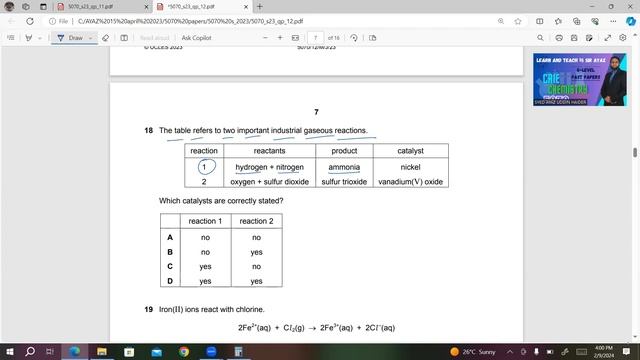 O Level Chemistry past papers 5070/P12/M/J/23 смотреть онлайн
