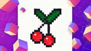 Рисунки в клетку / Как нарисовать вишню по клеточкам в школе