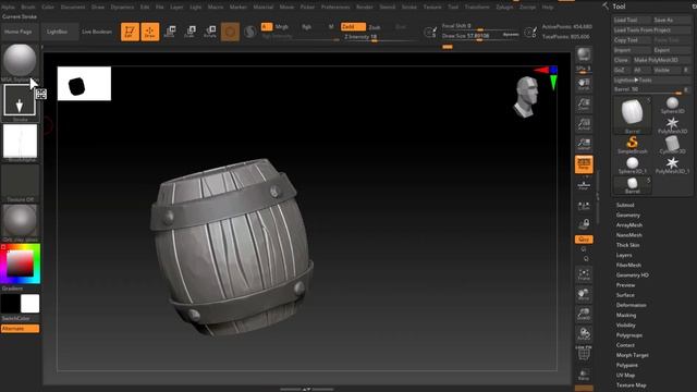 Stylize Wood Barrel Sculpting Under 3 Minutes using Scrape Brush in Zbrush 4R8 смотреть онлайн