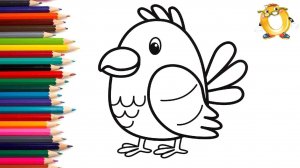 Мультик - раскраска для детей ПОПУГАЙ. Учимся как рисовать ПТИЦУ ПОПУГАЯ // ОБУЧАШКА ТВ