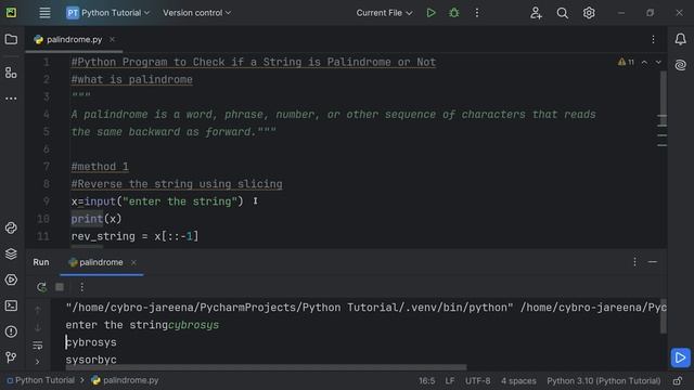 Check if a String is Palindrome or Not in Python | EP-24 Python Program to Check Palindrome смотреть онлайн