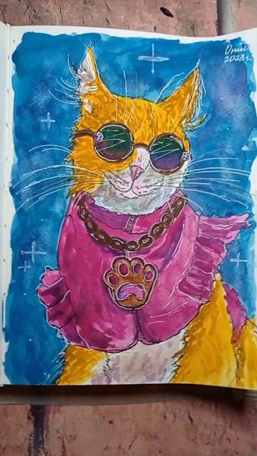#рисование #гламур #кошка #акварель #рисованиеакварелью