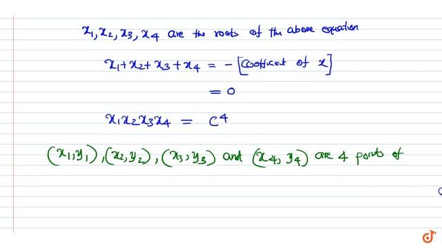 If the circle `x^2+y^2=a^2` intersects the hyperbola `xy=c^2` in four points `P(x_1,y_1)`,`Q(x_... смотреть онлайн