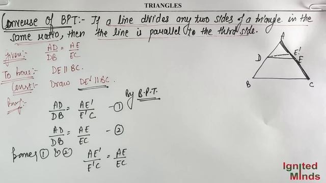 Class 10th Maths | Converse of Basic Proportionality Theorem (Proof) | Theorem 6.2 | Triangles смотреть онлайн